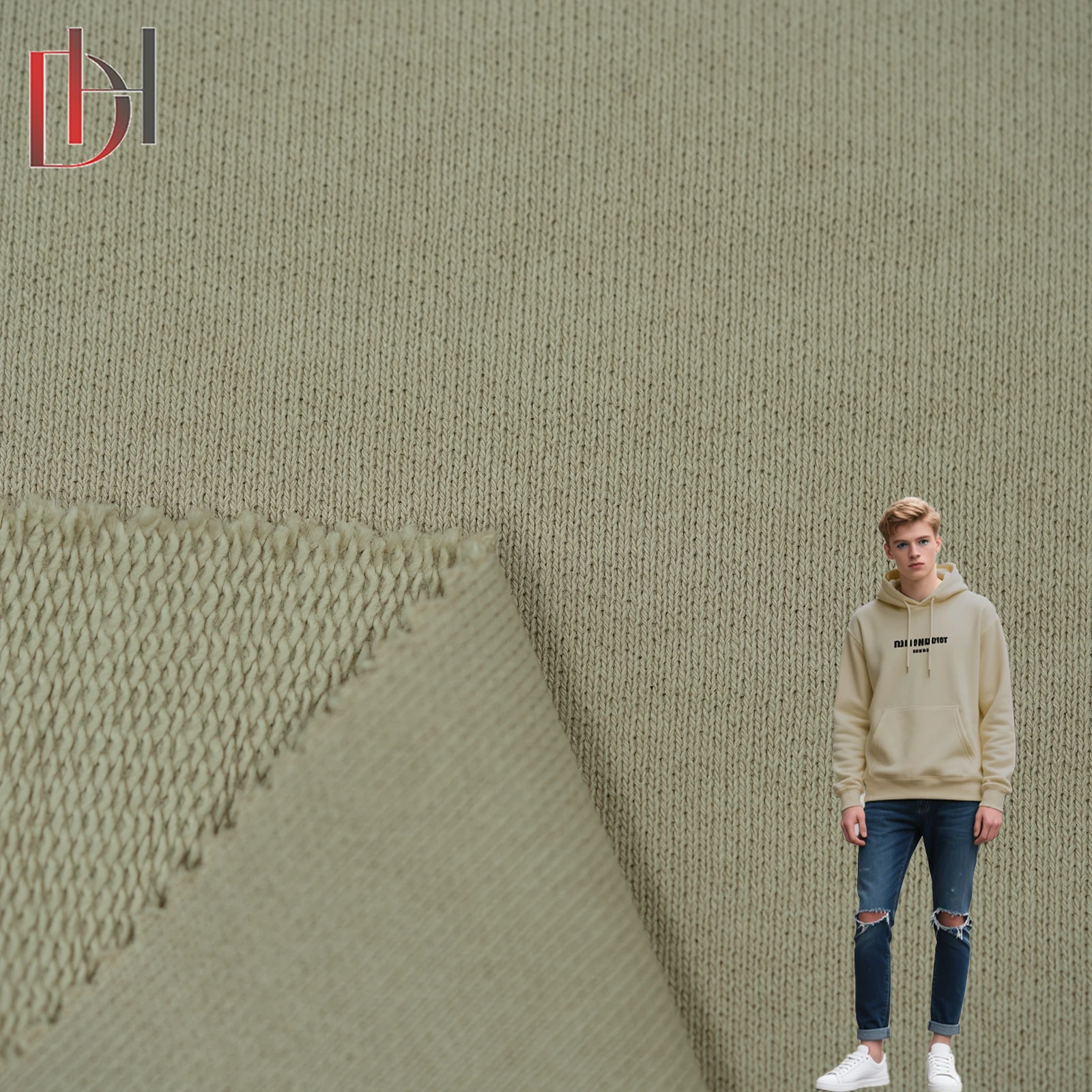 Winter Spring Sportswear Khaki Brown 100% Cotton Hoodie Fabric Premium Hoodie Fabric for Comfort and Style 353