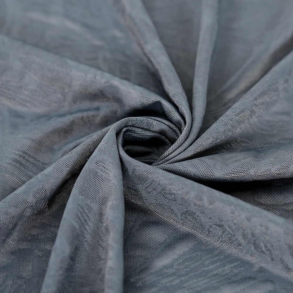 Factory Wholesale Customized High Quality 88% Polyester 12% Spandex Ice Silk Petal Jacquard Fabric for Clothing 489