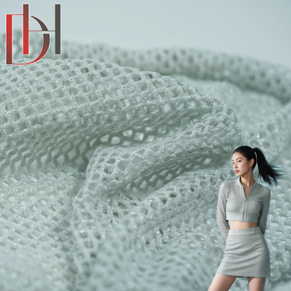 Summer Skirt T-shirt in Silver-gray with Ruffled Net Fabric Made of 100% Polyester, Custom Factory 683