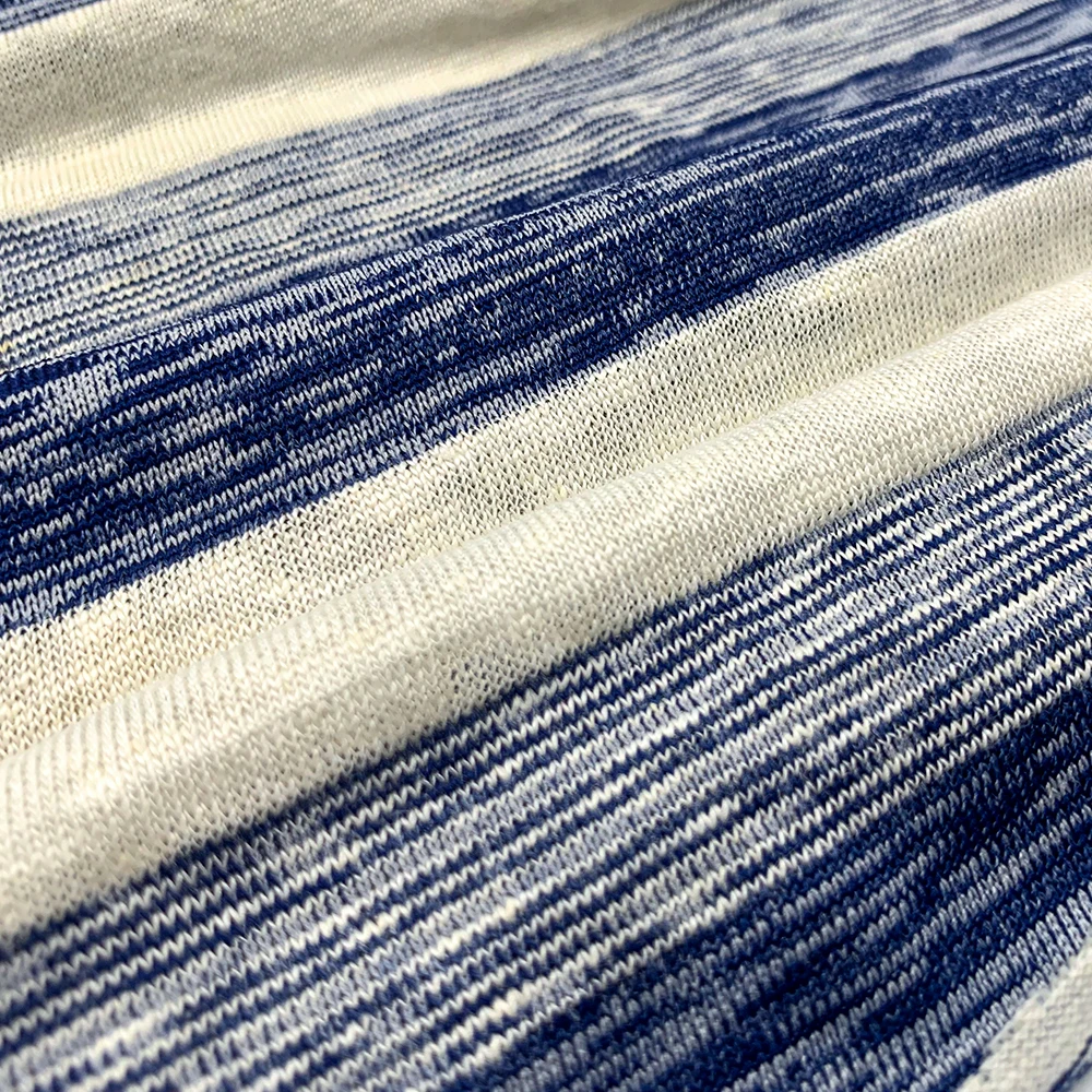 Guangdong Manufacturers' Linen Yarn-Dyed Breathable Brocade Fabric Low-Cost Double Faced Knitted Clothing Material Stretch Girls 485